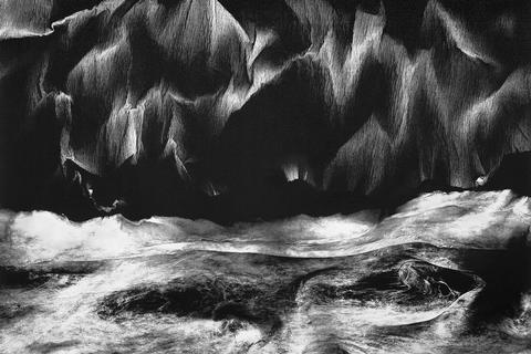 Watercave, 2016, Hahnemühle baryt, 40/60cm, from the series ‘Stars? Copied dust._ my travel through the world with my copy machine.’2013-2018
<br>© Dominique Teufen